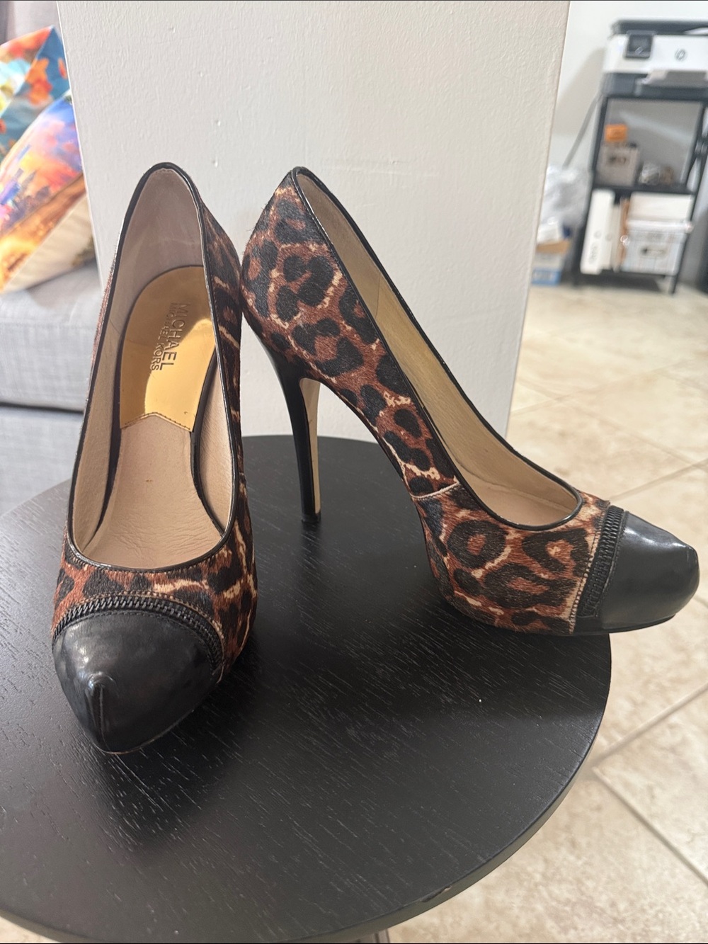 MICHAEL Michael Kors Leopard Print Pumps with Black Cap Toe